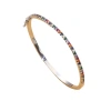 Korean minimalist and cold style jewelry, slightly inlaid with rainbow-colored zircon oval closed mouth bracelet for women Item Picture